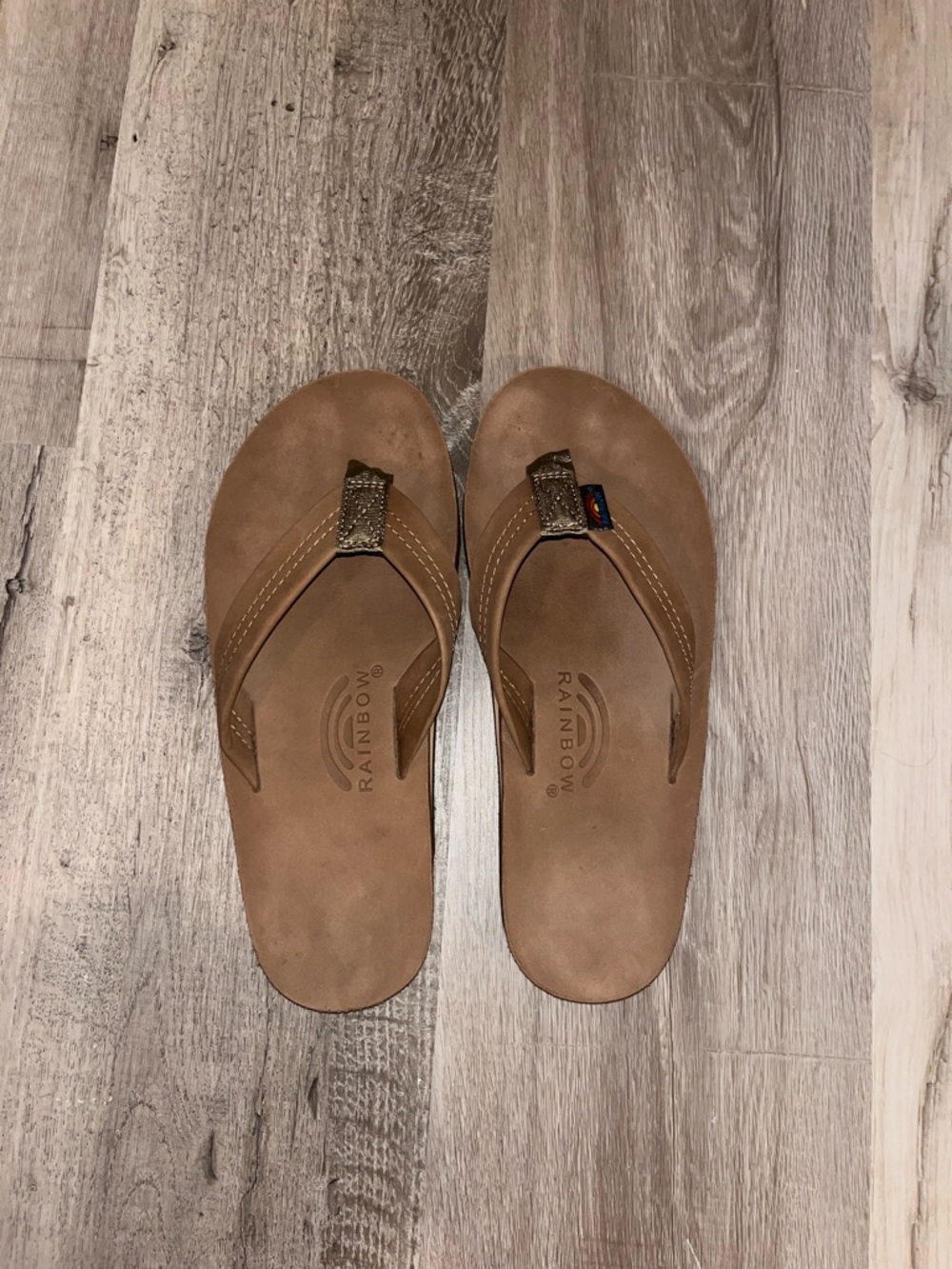 Rainbow Leather Classic Men's Flip Flop Sandal - Color Redwood, Size M (8.5-9.5)